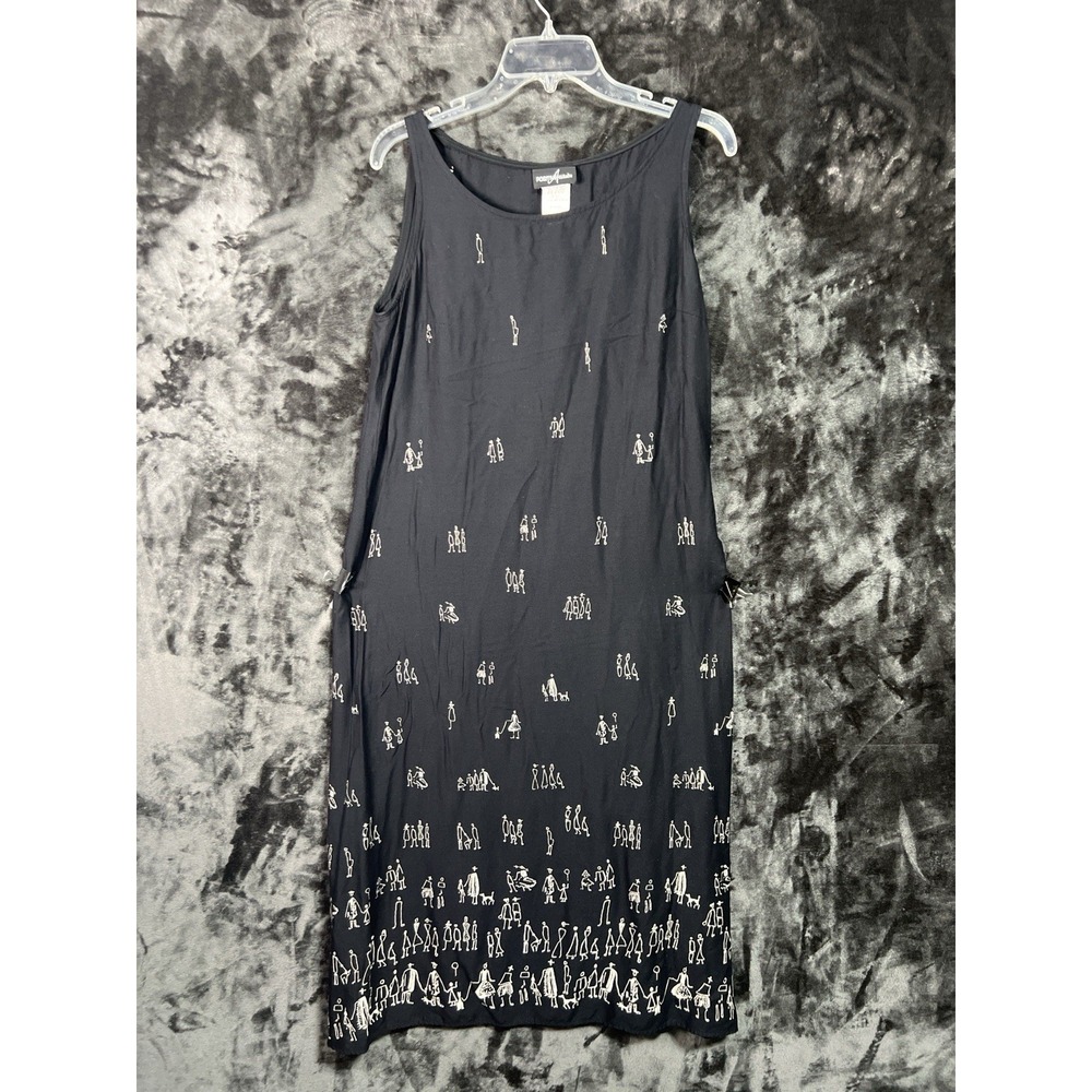 VTG Positive Attitude 90s Rayon Dress 14 Minimalist People Print Teacher Core